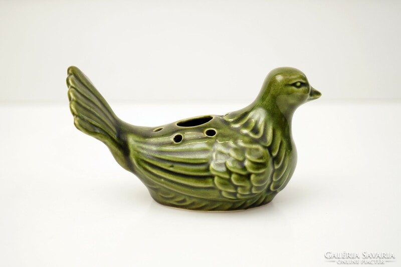 Old ceramic dove candle holder figure / retro old / green / waterers