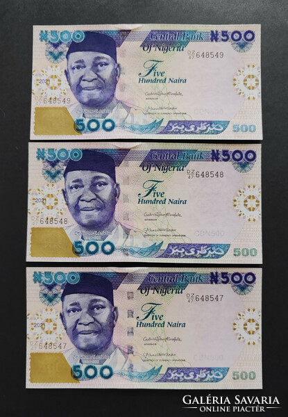 Nigeria 3 x 500 naira 2021 unc serial number trackers.