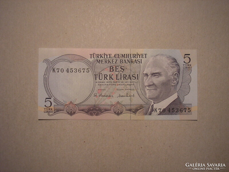 Törökország - 5 Lira 1970 UNC