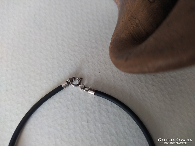 Minimalist design - rubber-silver necklace+bracelet set