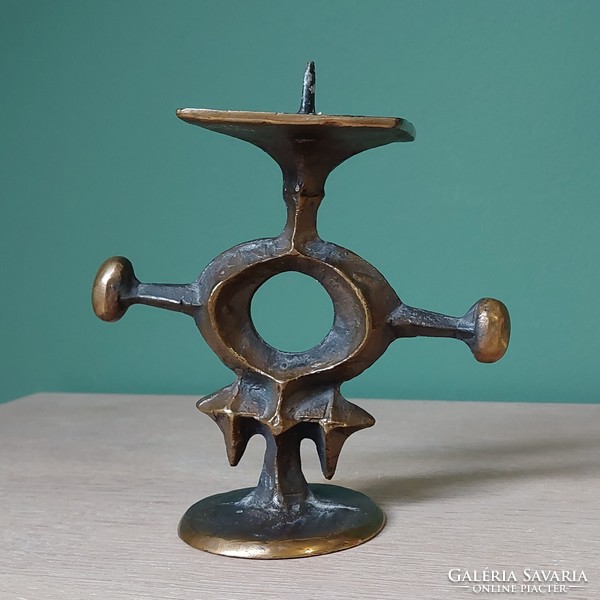 Brutalist priest Zoltán copper alloy candle holder