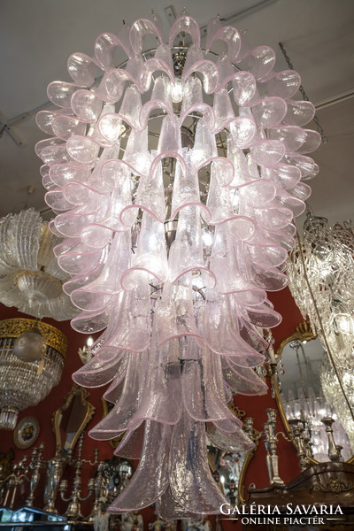 Vintage Murano glass chandelier - flamingo pink shade