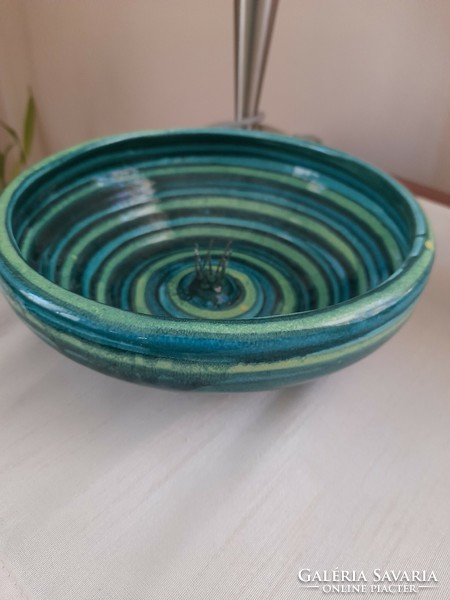 Retro ikebana flower bowl-vase in turquoise color