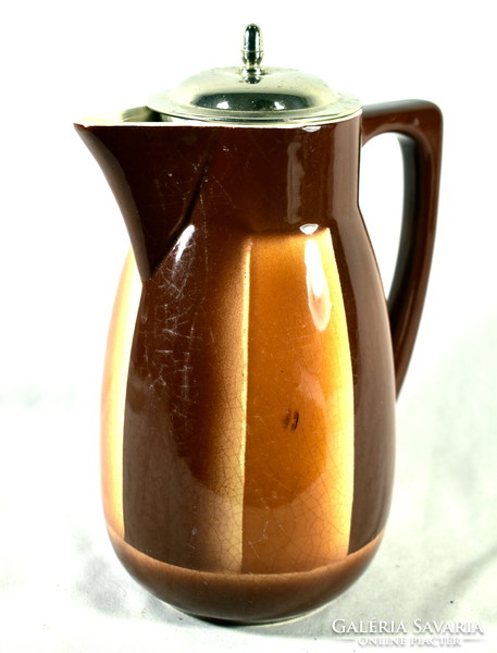 Art deco earthenware coffee pot with filter insert