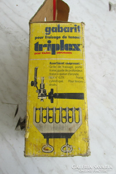 Régi, retro Gabarit Triplex barkács faipari fogazó előtét készlet pisztolyfúróra