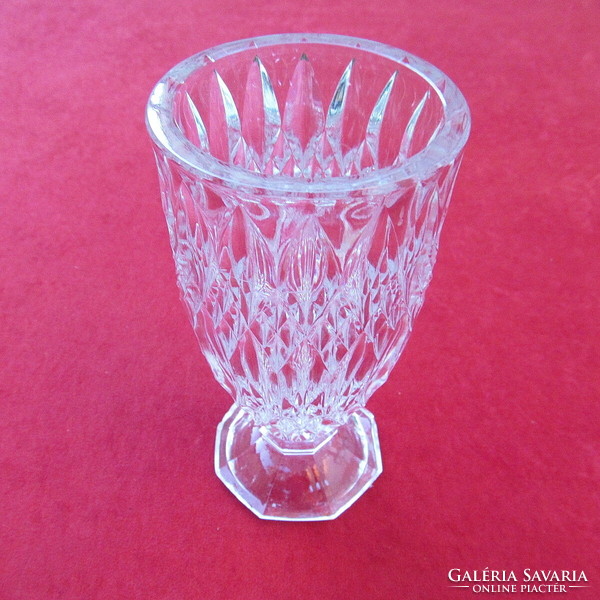 Polished lead crystal vase (17 cm, 750 gr., Crystal vase)