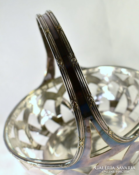A beautiful, thickly silver-plated, marked French polished glass inset bowl!