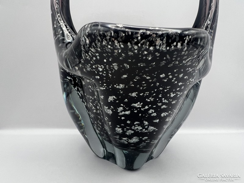 Murano glass holder, with silver grains, 20 x 16 cm. 5084