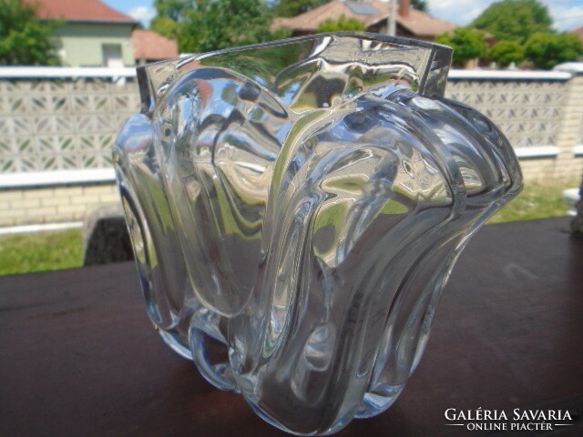 Orrefors, Sweden, heavy, crystal, branded glass vase, 20x16.5 cm high, approx. 2000 grams