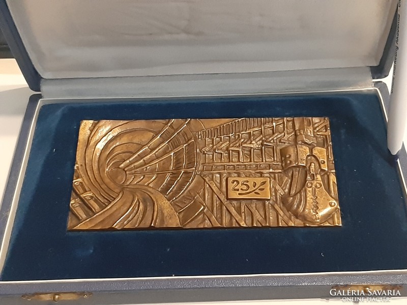 Kév - metro 1949 - 1974 bronze commemorative plaque in its original gift box, small Lenke signature