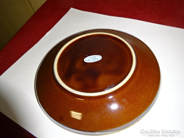 Chinese glazed ceramic tea cup coaster, black brown, diameter 15.3 cm. Jokai.