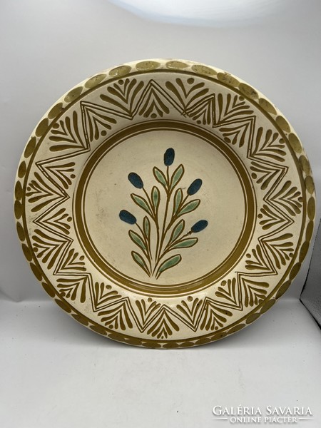 Ceramic bowl, old, marked, 28 cm size wall decoration. 5054 Johann müller /jános müller/ ob.