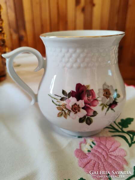 Large-sized Hólloháza pink porcelain belly mug