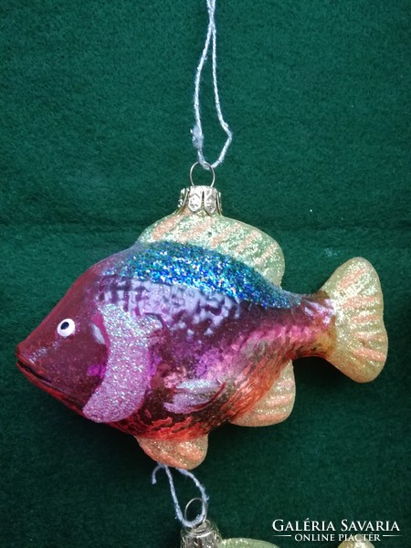 Karácsonyfadísz, retro üveg halak