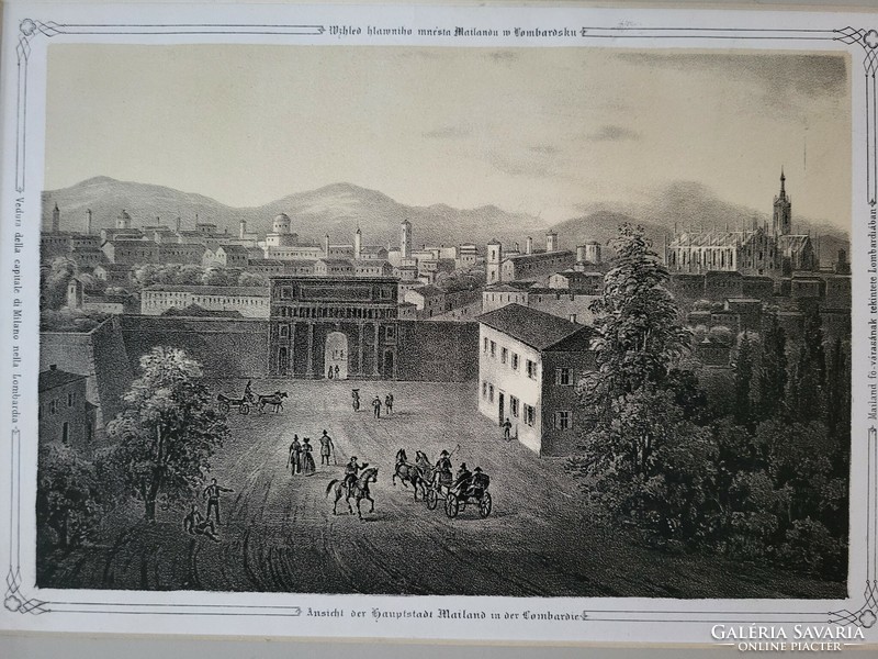 View of the capital of Milan in Lombardy - engraving