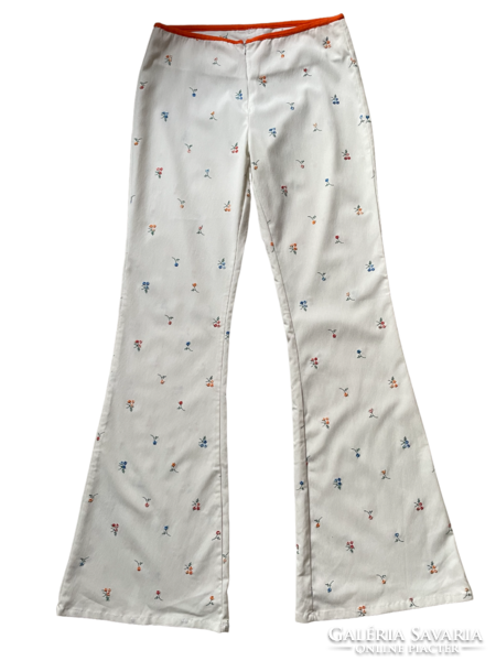 Reply vintage embroidered wide leg trousers