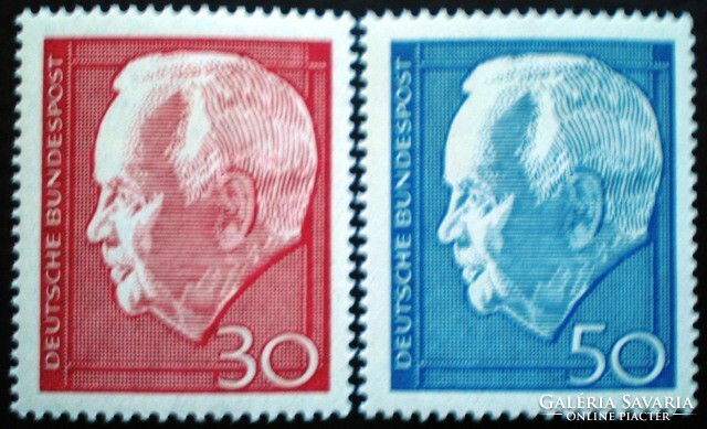 N542-3 / Németország 1967 Heinrich Lübke Szövetségi elnök bélyegsor postatiszta