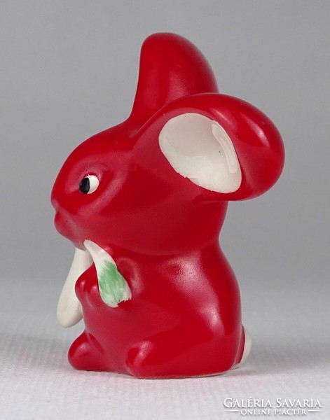 1R259 old marked hummel - goebel red porcelain rabbit bunny 6 cm