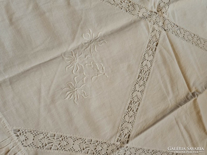 Large pillow cover decorated with old lace