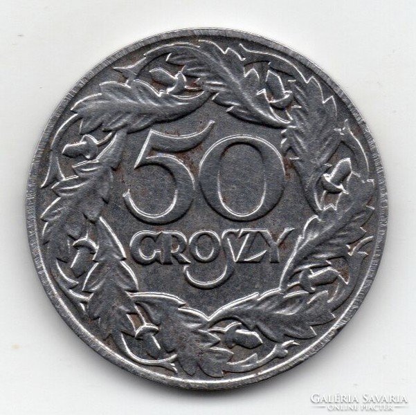 Lengyelország német megszállás 50 lengyel groszy, 1938, acél, szép