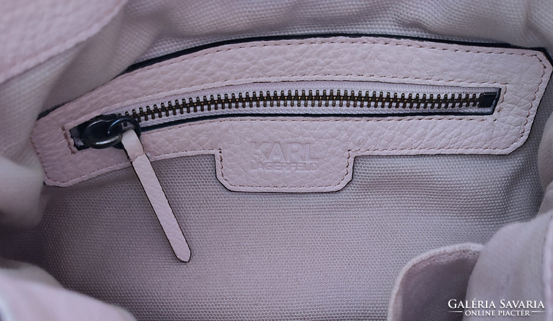 Karl lagerfeld nude colored pure leather summer bag with dust bag