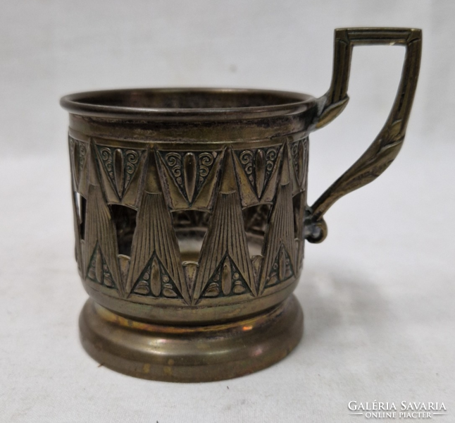 Old, copper, special shape, beautiful workmanship, openwork pattern, cup holder 9 cm. 96 G.