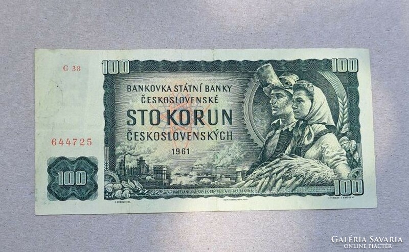 Csehszlovákia 100 korona 1961 sto korun ceskolovenskych