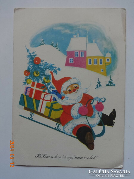 Old graphic Christmas greeting card - drawing by Stella Lazetzky