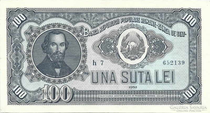 100 lei 1952 Románia 3. Ritka
