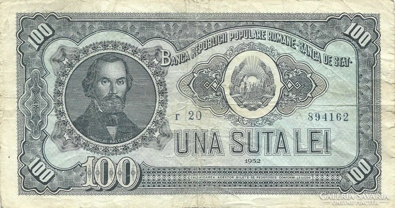 100 lei 1952 Románia 2. Ritka