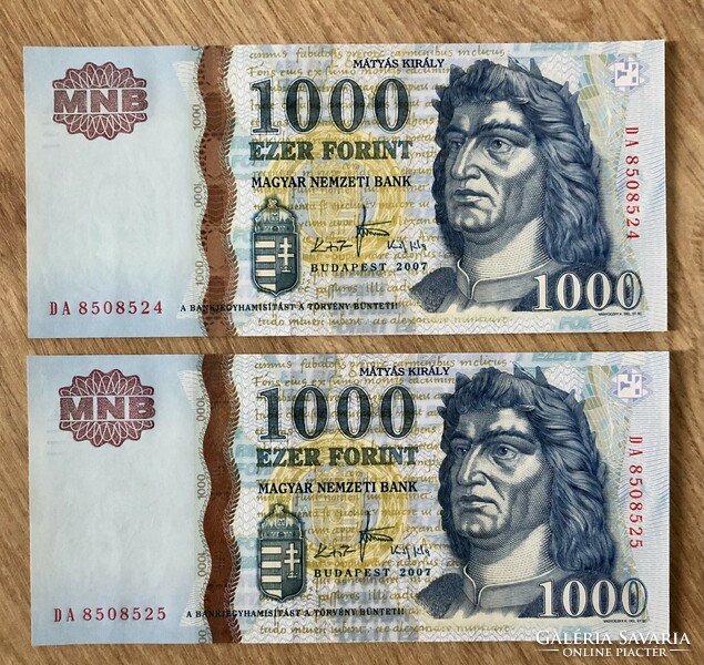 1000 forint 2007 DA sorszámkövető! UNC
