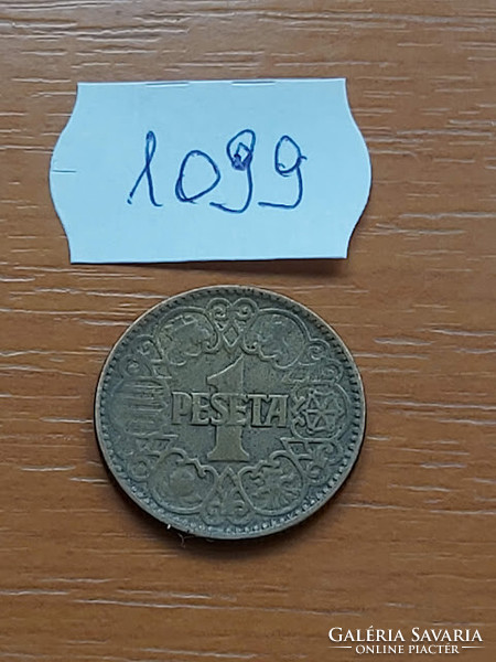 Spain 1 peseta 1944 aluminum bronze francisco franco 1099