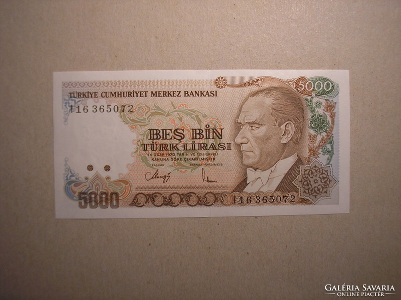 Törökország - 5000 Lira 1990 UNC
