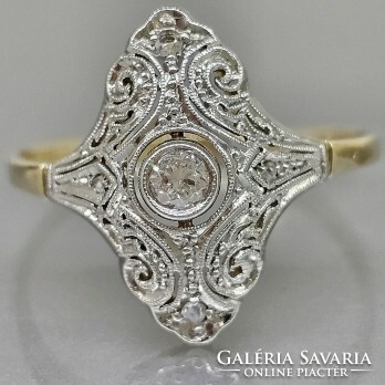 Art Nouveau brilliant gemstone gold ring