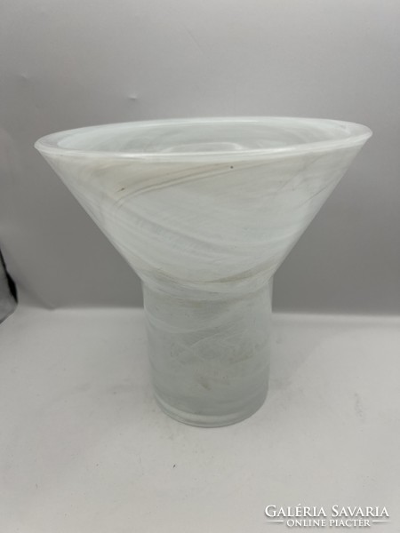 Glass vase, lip, size 17 x 17 cm. Matt white. 5117