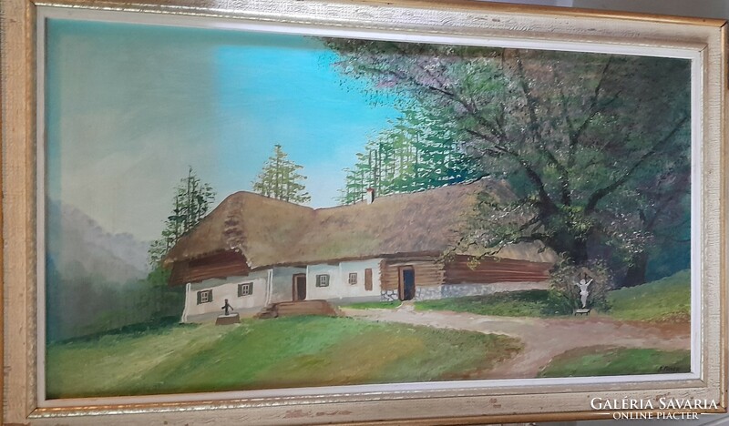 Ház a hegyi erdőszélen kis feszülettel J. MAYER 1950-1960