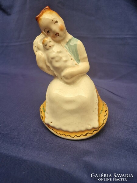 Bodrogkeresztúr ceramic figurine of mother and child