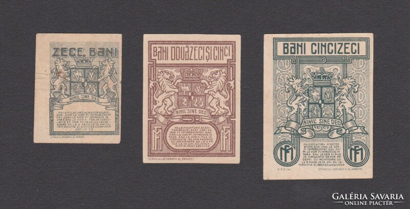 10 Bani - 25 Bani - 50 Bani - 1917 (f+) (aunc) (ef+) Ferdinand I. (Romania)