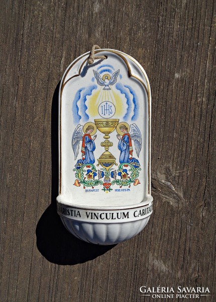 Holy water container - granite porcelain - 1938.Annual International Eucharistic Congress Budapest -