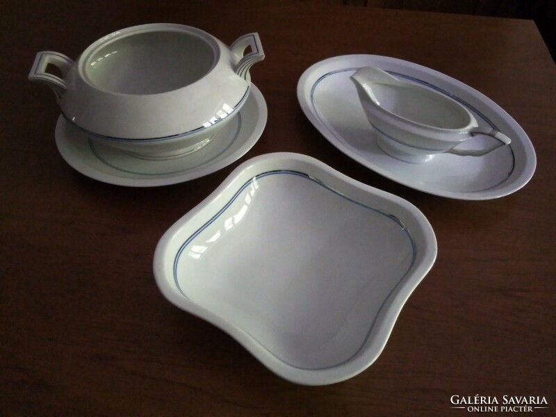 Czech porcelain serving set, first half of the 20th century, 5 pieces, with a small damage on the base.