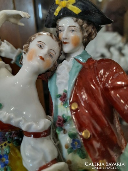 Alt Wien Austria Táncos Barokk Páros Porcelán Életkép,Figura.20 cm.