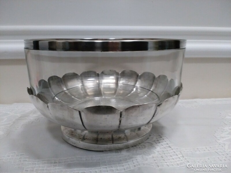 Marked silver-plated alpaca offering and serving dish