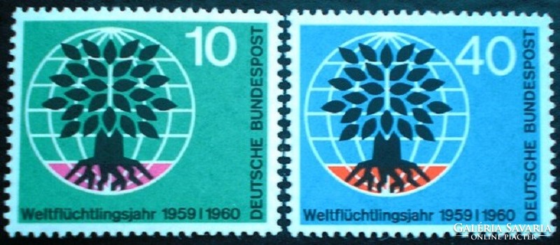 N326-7 / Germany 1960 refugee year stamp series postal clerk