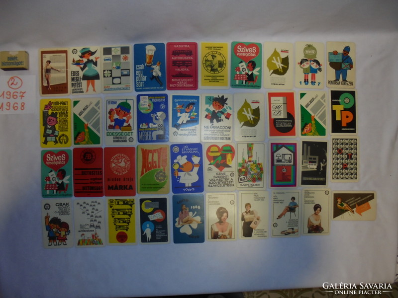 Húsz darab régi kártyanaptár - 1967-1968 - együtt