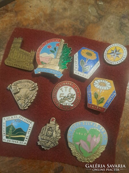 A collection of property badges together, 1960