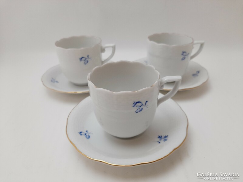Herend blue coffee cups with a small floral pattern, 3 in one