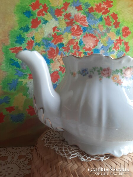 Zsolnay porcelán kanna, kiöntő teás, fedö nélkül hibátlan