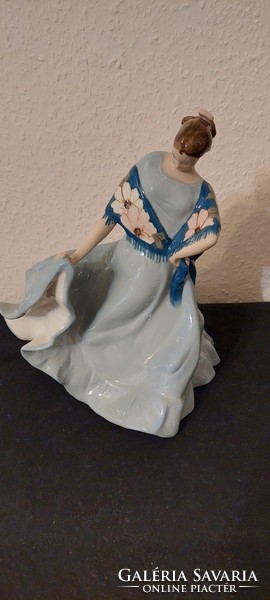 Royal dux - rare dancing girl with shawl, large porcelain figure for sale