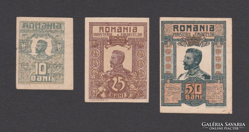 10 Bani - 25 Bani - 50 Bani - 1917 (f+) (aunc) (ef+) Ferdinand I. (Romania)