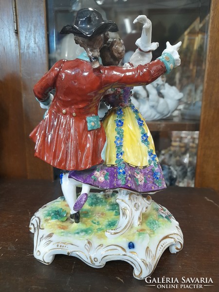 Alt Wien Austria Táncos Barokk Páros Porcelán Életkép,Figura.20 cm.